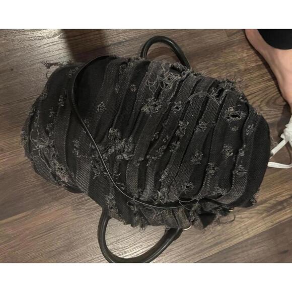 Vintage Miu Miu Distressed Black Denim top handle/crossbody bag - Picture 8 of 9